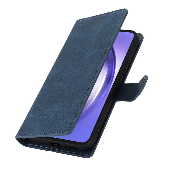For Samsung Galaxy S24 FE Case PU Leather Phone Cover with Wallet Stand View - Blue - 5