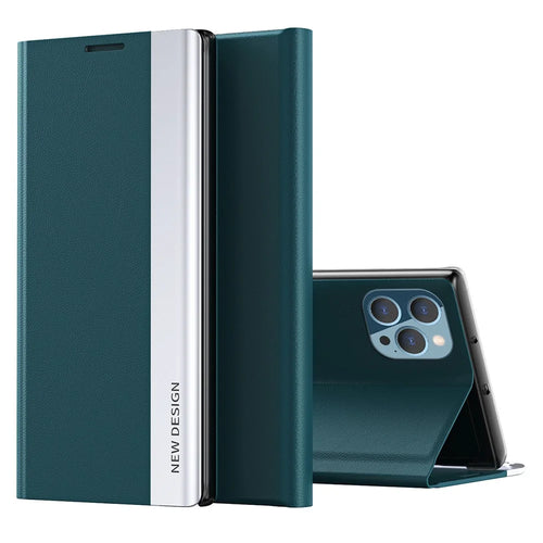 For iPhone 16 Pro Case Anti-Drop Leather Phone Cover with Stand - Green - 1