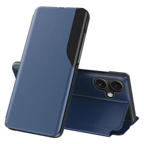 For iPhone 16 Plus Phone Case Folio Flip PU Leather Stand Cover - Sapphire - 1