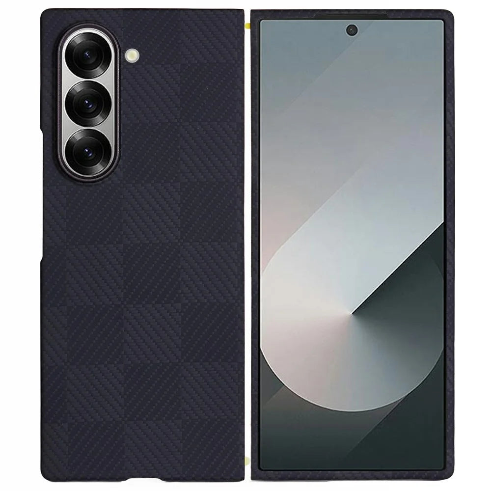 For Samsung Galaxy Z Fold6 5G Case Square Grid Pattern Aramid Fiber Phone Cover Magnetic Case - 1