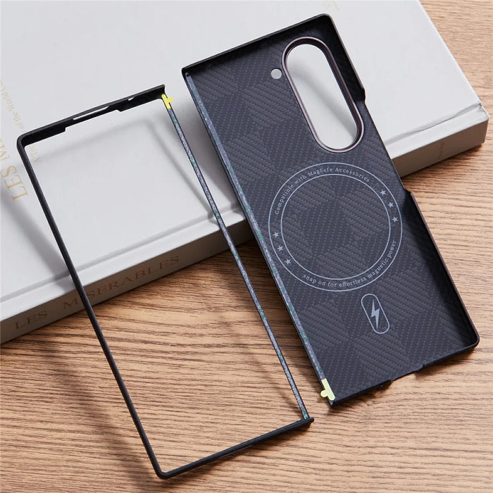 For Samsung Galaxy Z Fold6 5G Case Square Grid Pattern Aramid Fiber Phone Cover Magnetic Case - 3