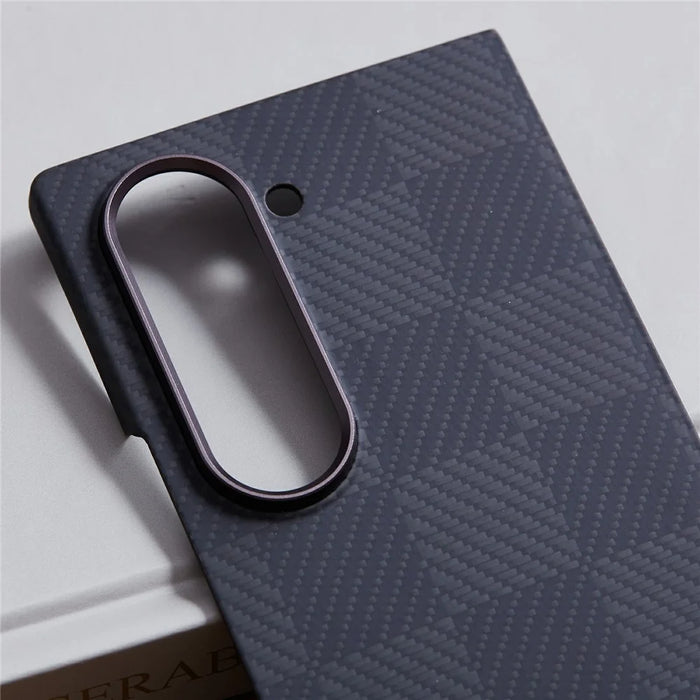 For Samsung Galaxy Z Fold6 5G Case Square Grid Pattern Aramid Fiber Phone Cover Magnetic Case - 6