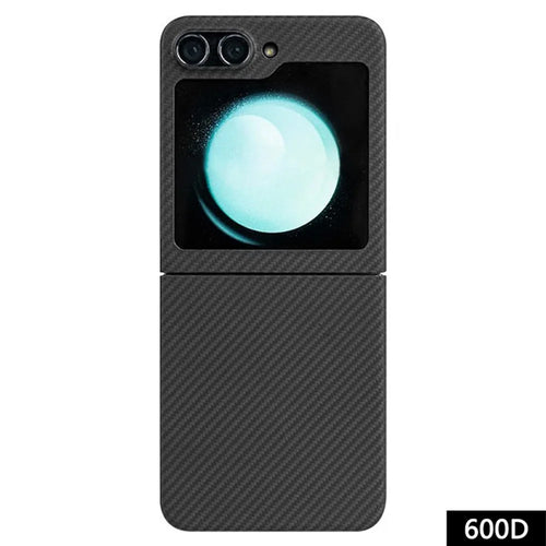For Samsung Galaxy Z Flip7 FE 5G / Z Flip6 5G Case 600D Fine Texture Aramid Fiber Phone Cover - Black - 1