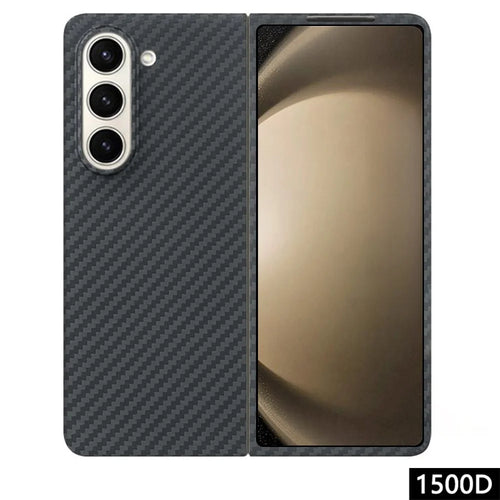 For Samsung Galaxy Z Fold6 5G Case 1500D Coarse Texture Sturdy Aramid Fiber Phone Cover - Black - 1