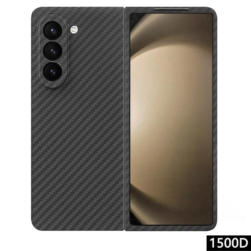 For Samsung Galaxy Z Fold6 5G Case 1500D Coarse Texture Aramid Fiber Phone Cover Precision Cut-Out - Black - 1