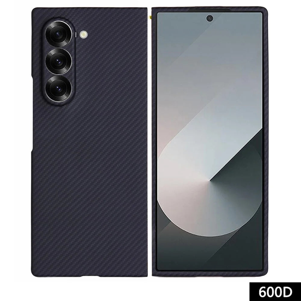 For Samsung Galaxy Z Fold6 5G Case 600D Fine Texture Aramid Fiber Phone Cover Precision Cut-Out - Black - 1