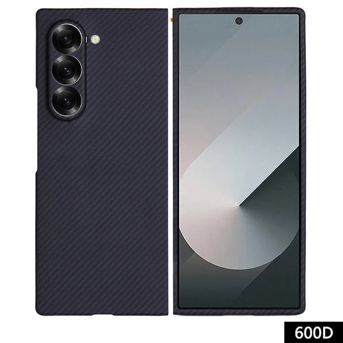 For Samsung Galaxy Z Fold6 5G Case 600D Fine Texture Aramid Fiber Phone Cover Precision Cut-Out - Black - 1
