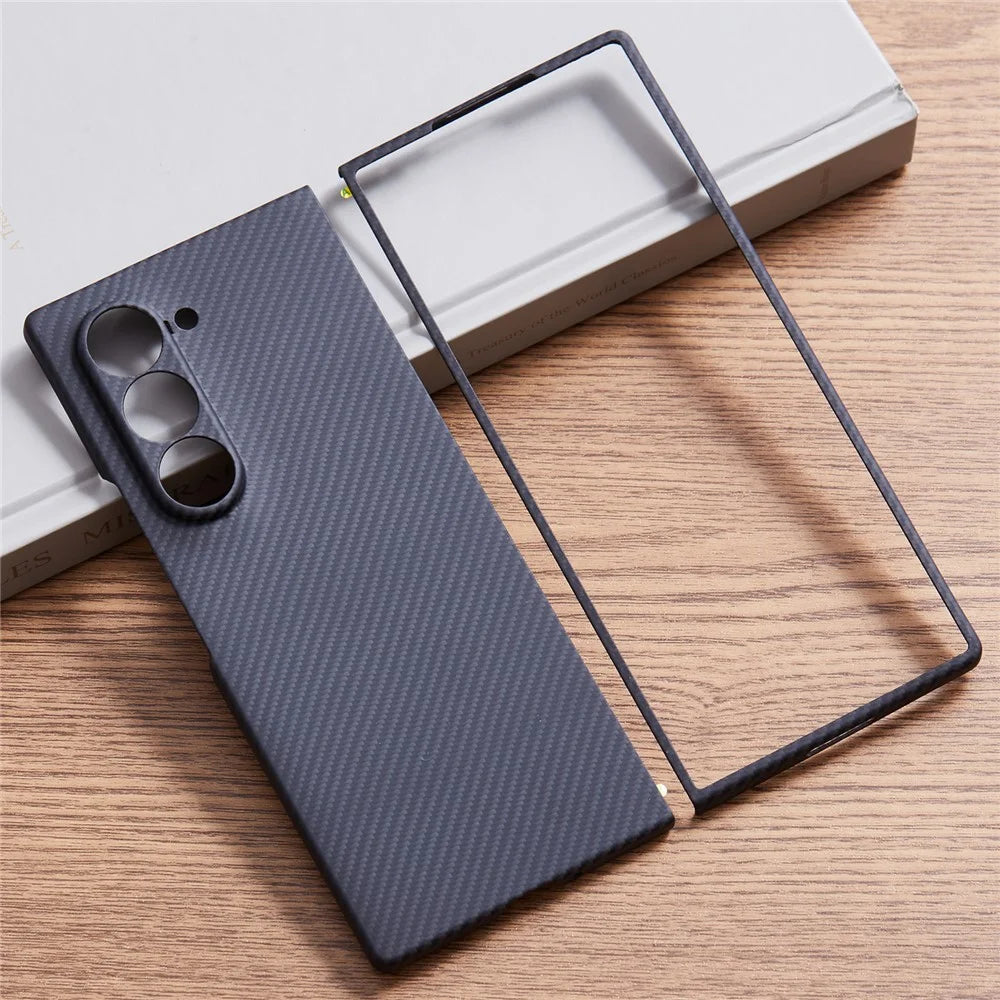 For Samsung Galaxy Z Fold5 5G Case 600D Fine Texture Aramid Fiber Phone Cover Precision Cut-Out - Black - 2