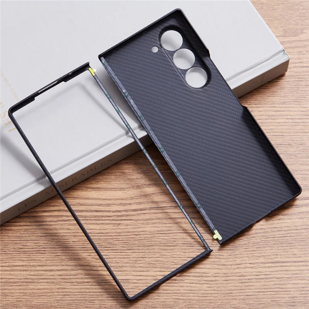 For Samsung Galaxy Z Fold5 5G Case 600D Fine Texture Aramid Fiber Phone Cover Precision Cut-Out - Black - 3