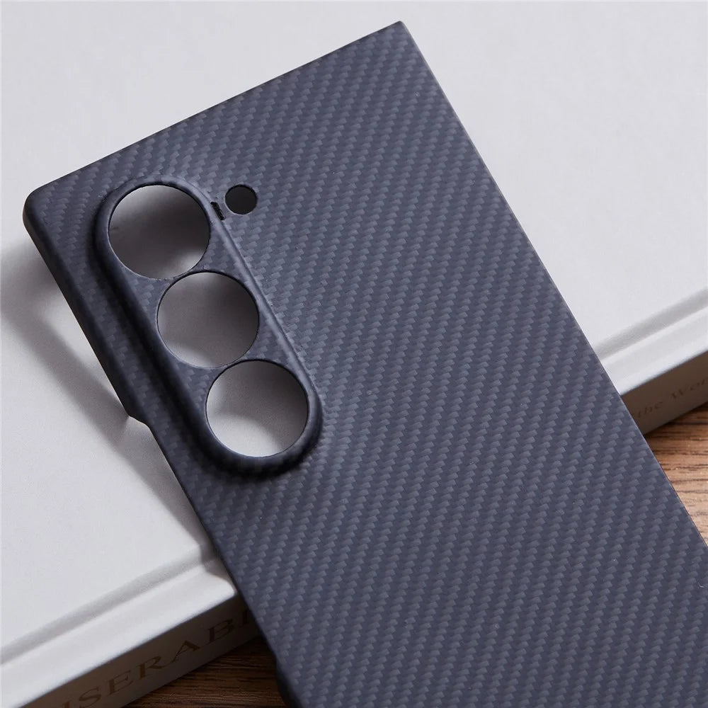 For Samsung Galaxy Z Fold5 5G Case 600D Fine Texture Aramid Fiber Phone Cover Precision Cut-Out - Black - 5