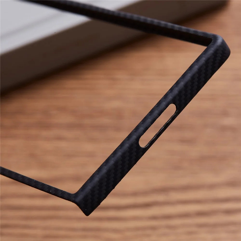 For Samsung Galaxy Z Fold5 5G Case 600D Fine Texture Aramid Fiber Phone Cover Precision Cut-Out - Black - 6