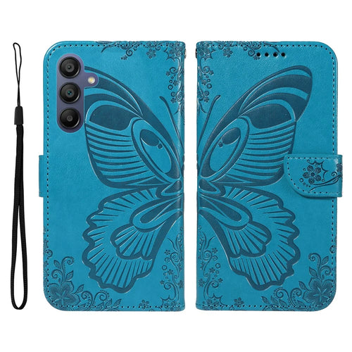 For Samsung Galaxy A18 5G / A17 5G / A17 4G / A26 5G / A16 5G / A16 4G Case Butterfly Pattern Leather Wallet Flip Phone Cover - Blue - 1