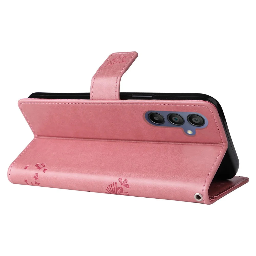 For Samsung Galaxy A18 5G / A17 5G / A17 4G / A26 5G / A16 5G / A16 4G Phone Case with Stand Cat Tree Pattern Leather Wallet Mobile Cover - Pink - 3