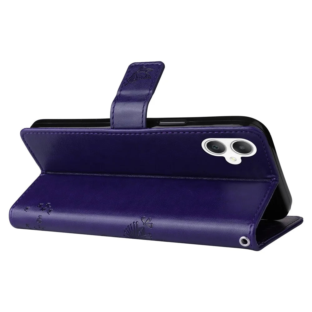 For Samsung Galaxy A08 5G / A08 4G / A07 4G / A06 4G / A06 5G Phone Case with Stand Cat Tree Pattern Leather Wallet Mobile Cover - Purple - 3