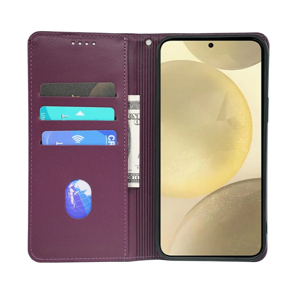 For Samsung Galaxy A16 5G / A16 4G Case Four-Leaf Clover Leather Flip Phone Cover Stand Wallet - Dark Purple - 2