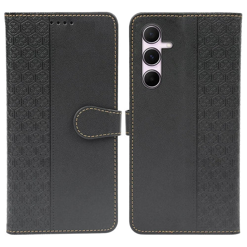For Samsung Galaxy A16 5G / A16 4G Case Magnetic Clasp Four-Leaf Clover Leather Phone Cover - Black - 1