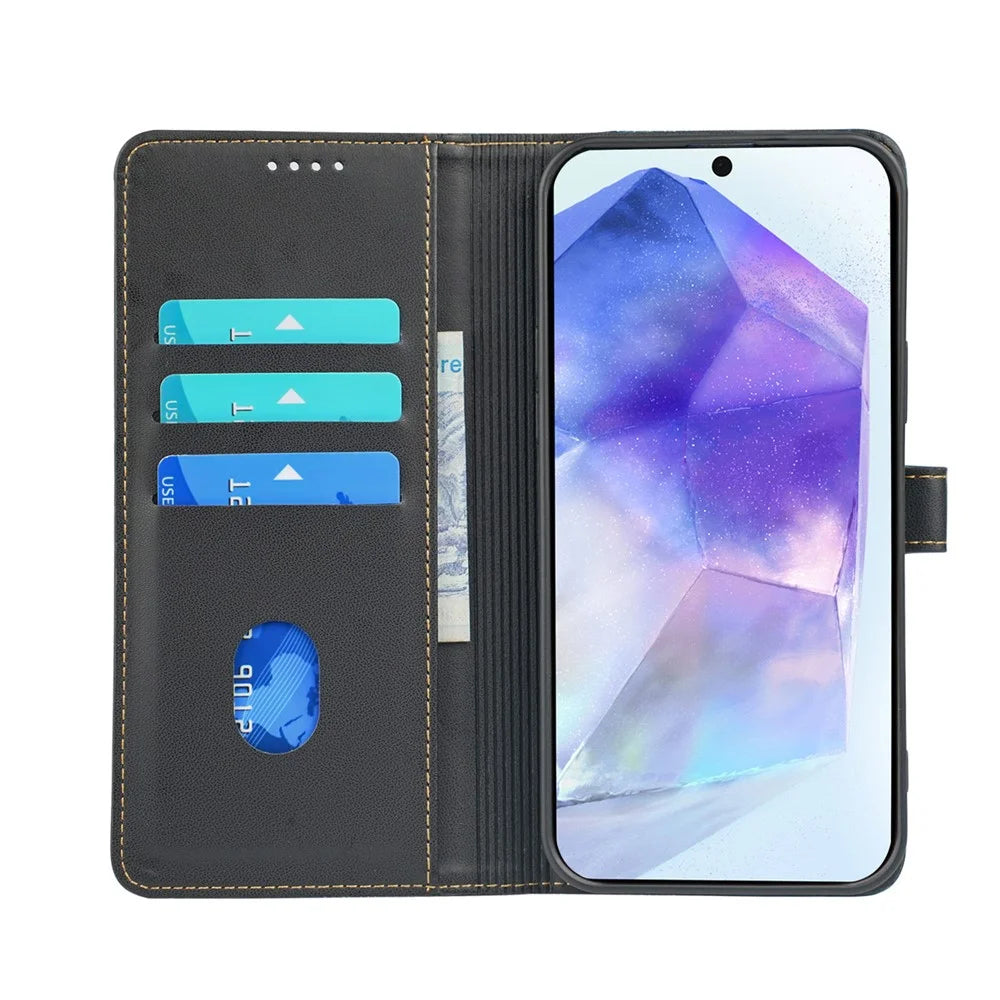 For Samsung Galaxy A16 5G / A16 4G Case Magnetic Clasp Four-Leaf Clover Leather Phone Cover - Black - 2