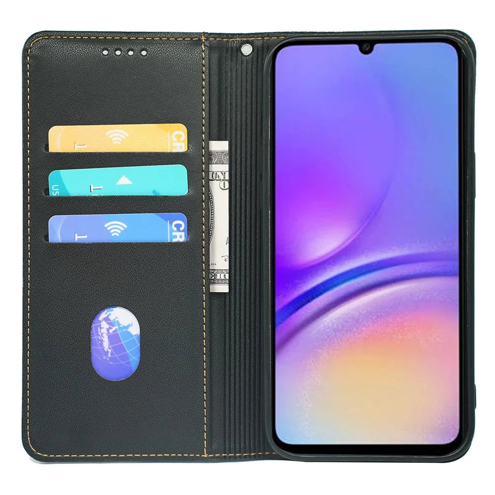 For Samsung Galaxy A06 4G Case Four-Leaf Clover Leather Flip Phone Cover Stand Wallet - Black - 2