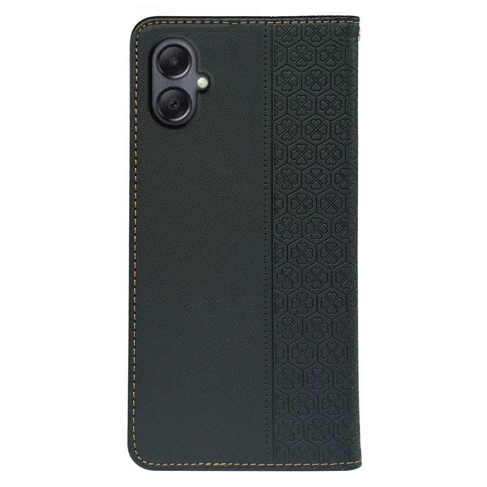 For Samsung Galaxy A06 4G Case Four-Leaf Clover Leather Flip Phone Cover Stand Wallet - Black - 5