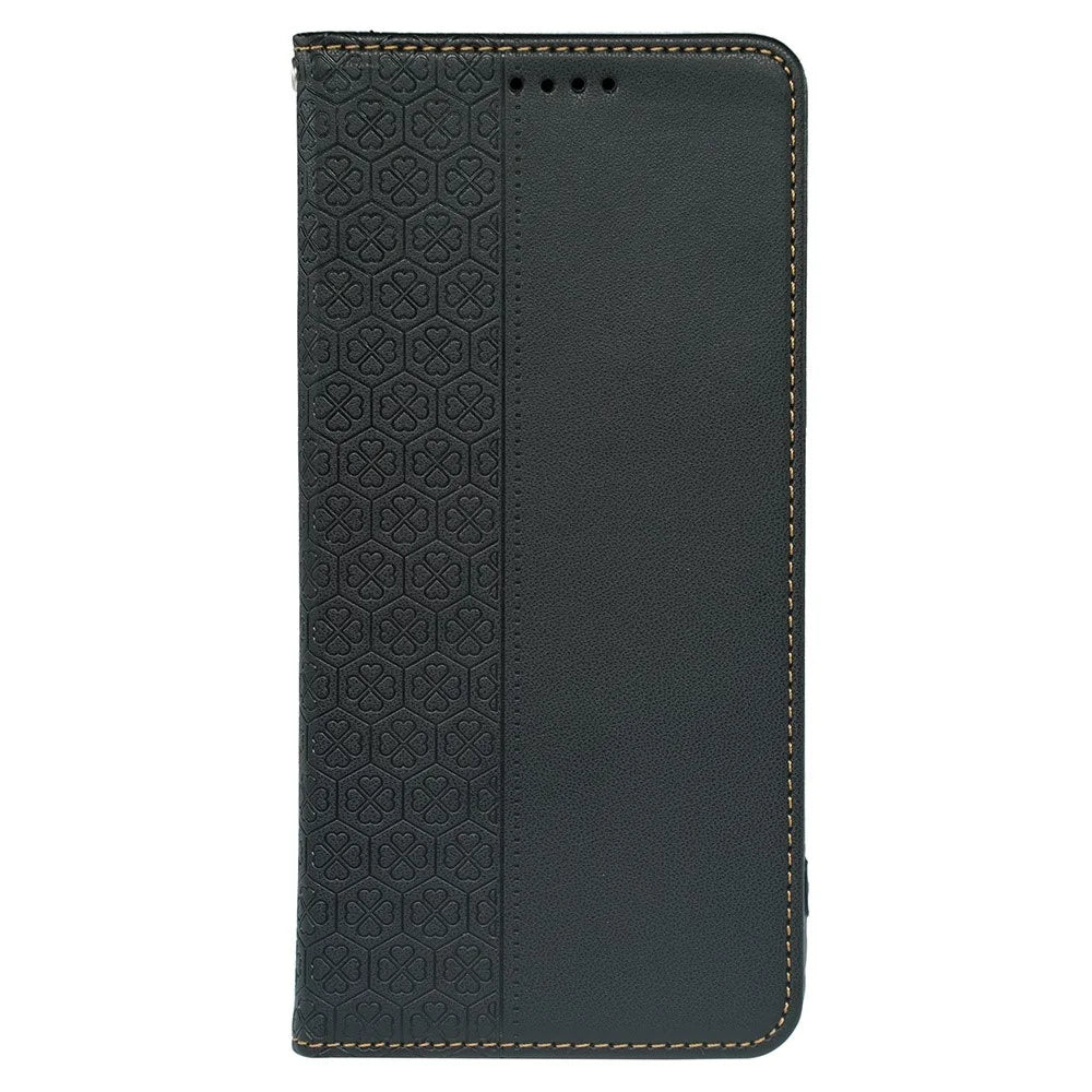 For iPhone 16 Case Four-Leaf Clover Leather Flip Phone Cover Stand Wallet - Black - 6