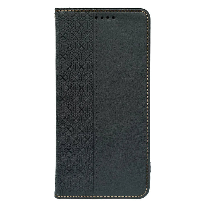 For iPhone 16 Pro Max Case Four-Leaf Clover Leather Flip Phone Cover Stand Wallet - Black - 6