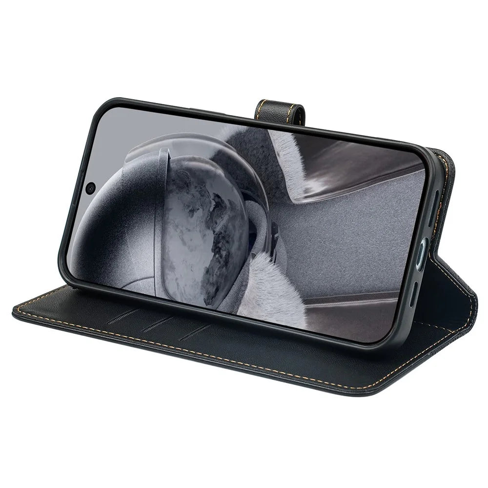 For HMD Pulse Pro  /  Pulse+  /  Pulse Case Magnetic Clasp Four-Leaf Clover Leather Phone Cover - Black - 3