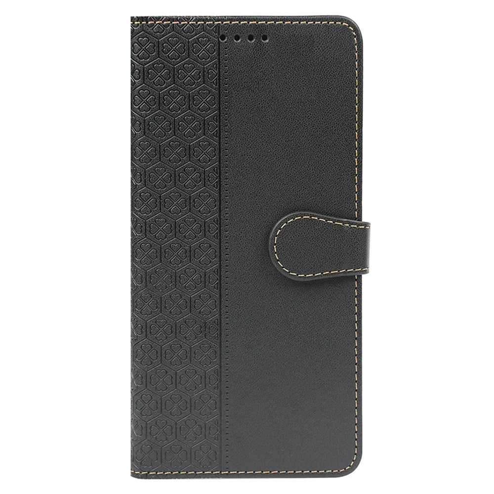 For HMD Pulse Pro  /  Pulse+  /  Pulse Case Magnetic Clasp Four-Leaf Clover Leather Phone Cover - Black - 5