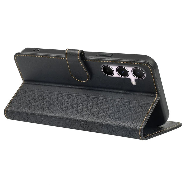 For Samsung Galaxy A05s 4G Case Magnetic Clasp Four-Leaf Clover Leather Phone Cover - Black - 4