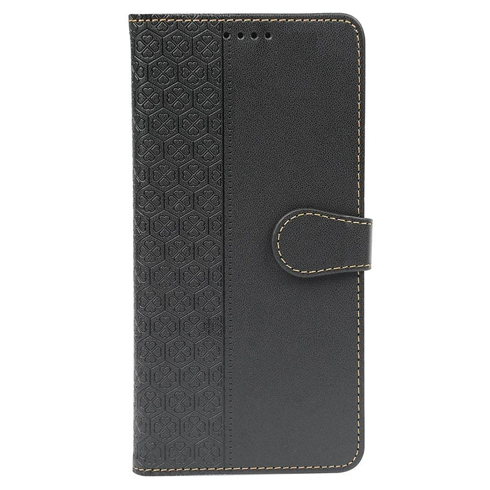 For Samsung Galaxy A05s 4G Case Magnetic Clasp Four-Leaf Clover Leather Phone Cover - Black - 5