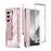 For Samsung Galaxy Z Fold6 5G Case Kickstand Dual Hinge PC Phone Cover with Screen Film and Stylus - Rose Gold - 2