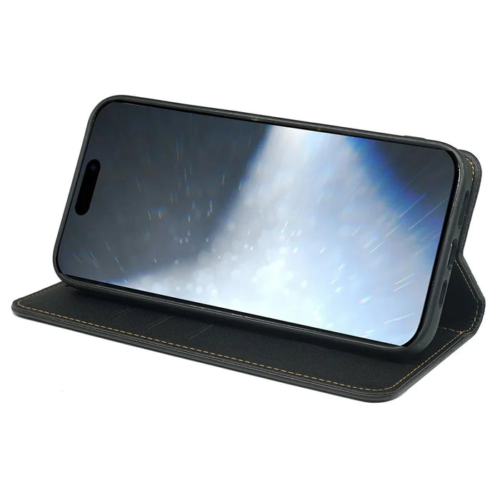 For iPhone 16 Plus Case Four-Leaf Clover Leather Flip Phone Cover Stand Wallet - Black - 3