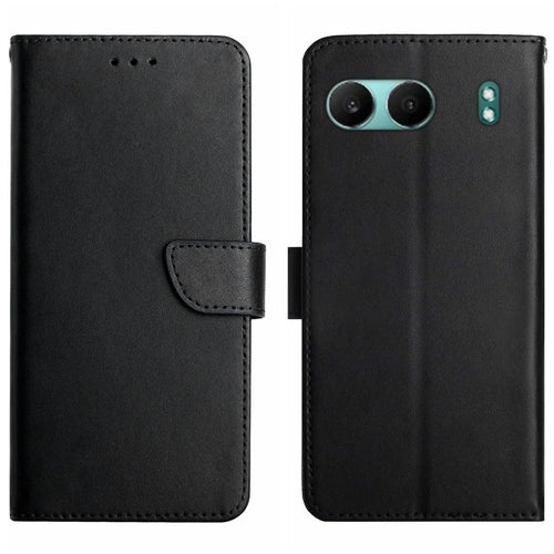 HT02 For OnePlus Nord 4 Case Genuine Cow Leather Phone Cover Nappa Texture - Black - 1