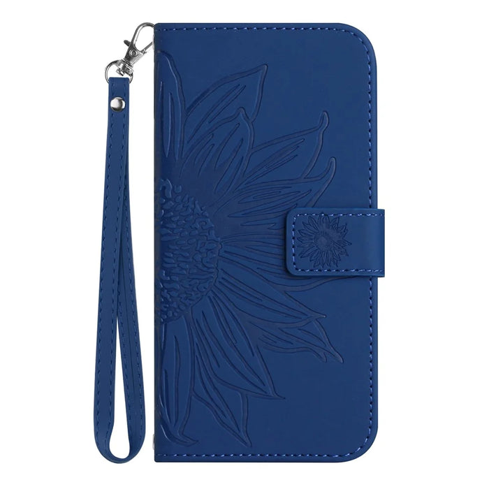 HT04 For OnePlus Nord 4 Case Sunflower Imprint Leather Wallet Phone Cover with Wrist Strap - Sapphire - 7