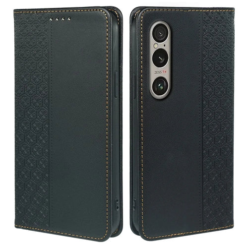 For Sony Xperia 1 VI Case Four-Leaf Clover Leather Flip Phone Cover Stand Wallet - Black - 1