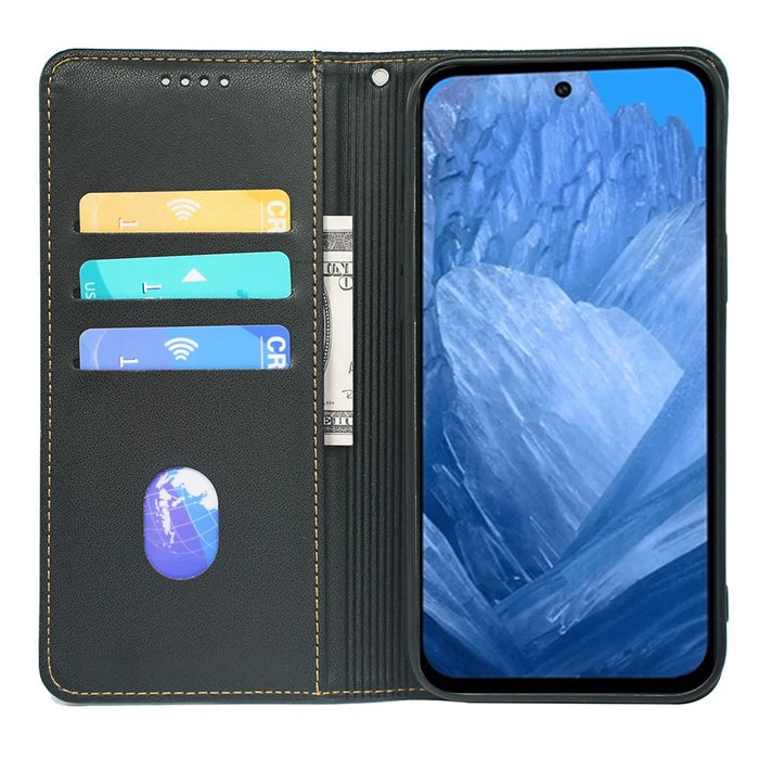 For Google Pixel 8a Case Four-Leaf Clover Leather Flip Phone Cover Stand Wallet - Black - 2