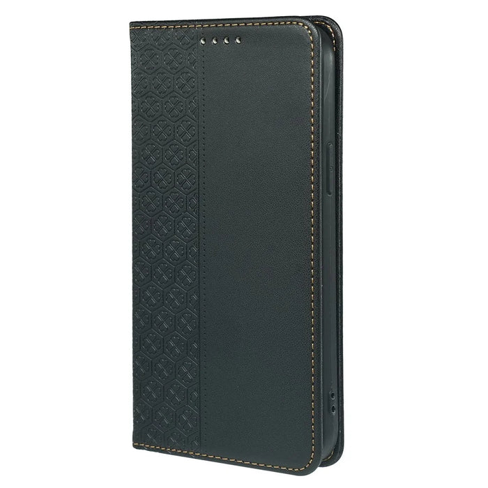 For iPhone 15 Case Four-Leaf Clover Leather Flip Phone Cover Stand Wallet - Black - 5