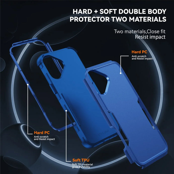 Commuter Series For iPhone 16 Case 3-in-1 Shockproof TPU+PC Phone Cover - Sapphire - 7