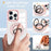 For iPhone 16 Pro Case Magnetic Ring Holder Kickstand PC+TPU Phone Cover - Pink - 6