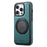DENIOR A14 For iPhone 15 Pro Magnetic Case Rotary Kickstand Leather PC TPU Phone Cover - Blue - 1