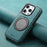 DENIOR A14 For iPhone 15 Pro Magnetic Case Rotary Kickstand Leather PC TPU Phone Cover - Blue - 7