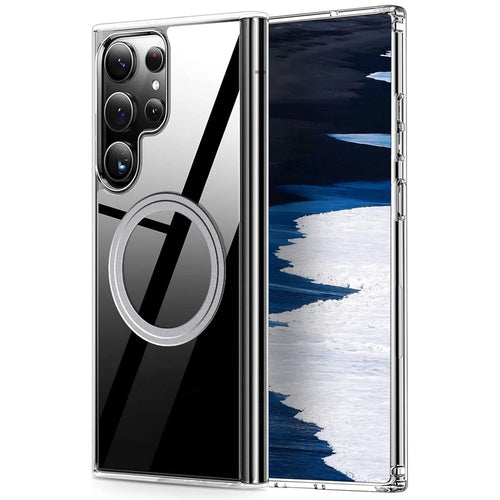 For Samsung Galaxy S24 Ultra Case Magnetic TPU+PC Transparent Anti-Drop Phone Cover - 1