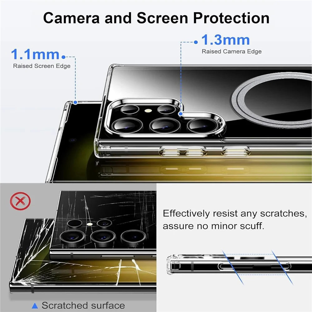 For Samsung Galaxy S24 Ultra Case Magnetic TPU+PC Transparent Anti-Drop Phone Cover - 6
