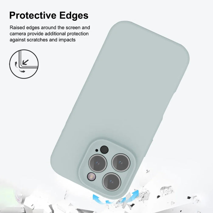 For iPhone 16 Pro Magnetic Case PC + Liquid Silicone Shockproof Protective Phone Cover - Blue Grey - 3