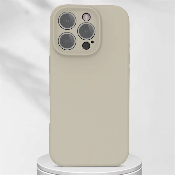 For iPhone 16 Pro Max Case PC+Liquid Silicone Protective Phone Cover with Microfiber Lining - Light Grey - 3