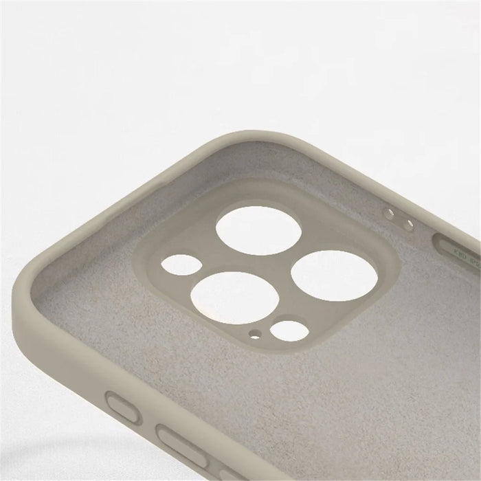 For iPhone 16 Pro Max Case PC+Liquid Silicone Protective Phone Cover with Microfiber Lining - Light Grey - 5