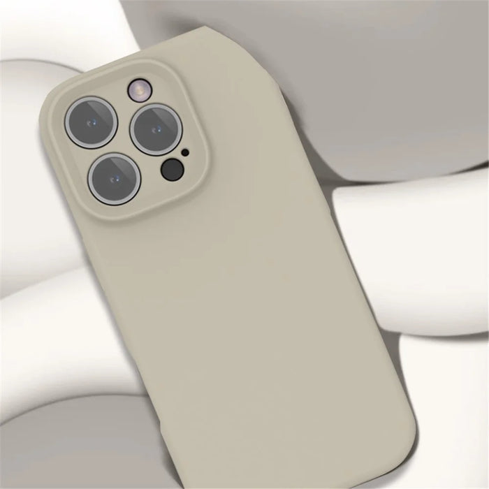 For iPhone 16 Pro Case PC+Liquid Silicone Protective Phone Cover with Microfiber Lining - Light Grey - 4