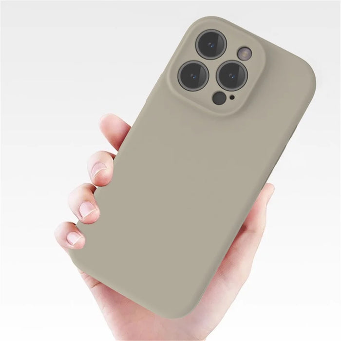 For iPhone 16 Pro Case PC+Liquid Silicone Protective Phone Cover with Microfiber Lining - Light Grey - 6