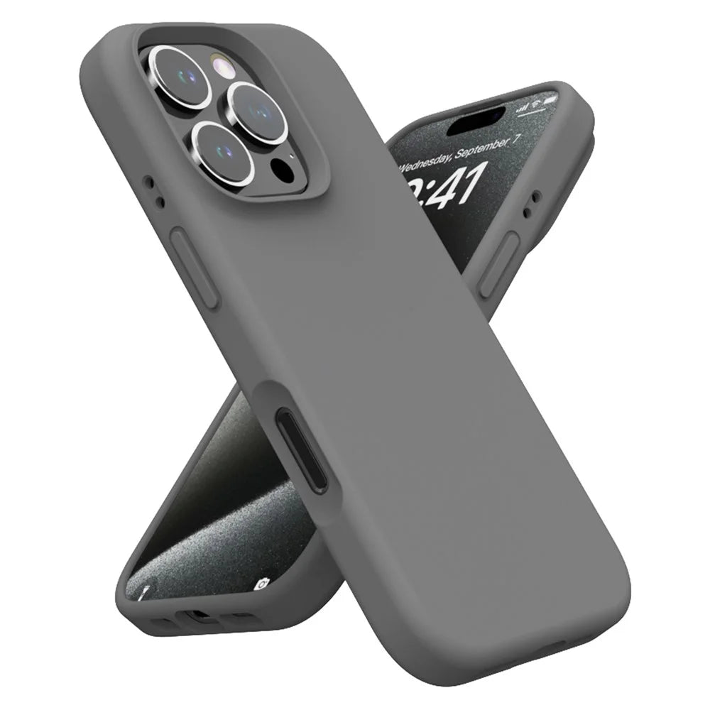 For iPhone 16 Pro Magnetic Case PC+Liquid Silicone Anti-Scratch Phone Cover - Charcoal Grey - 2