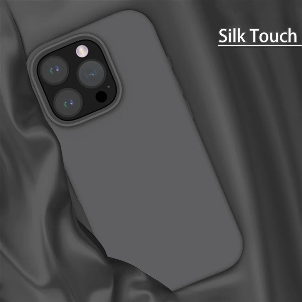 For iPhone 16 Pro Magnetic Case PC+Liquid Silicone Anti-Scratch Phone Cover - Charcoal Grey - 3