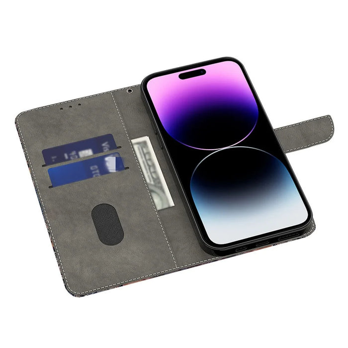 For iPhone 16 Case 3D Pattern PU Leather Wallet Phone Cover with Stand - Two Feathers - 2